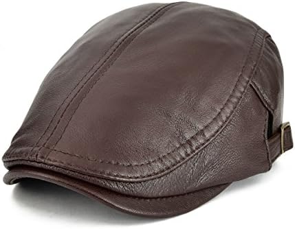 VOBOOM Leather Ivy Newsboy Caps 6 Panel Cabbie Beret Hat (7 1/4